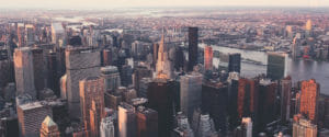 manhattan skyline at sunset